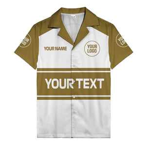 customizable text & logo horizontal stripe bowling hawaiian shirt