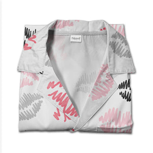 Cute Dinosaur Love Hawaiian Shirt with Hearts and Green Foliage Accents