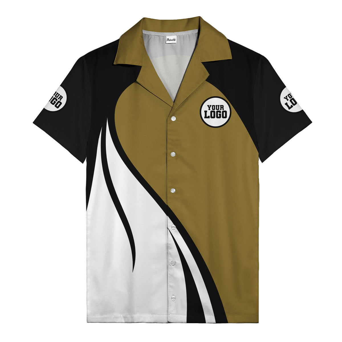 diagonal stripe custom logo retro bowling hawaiian shirt