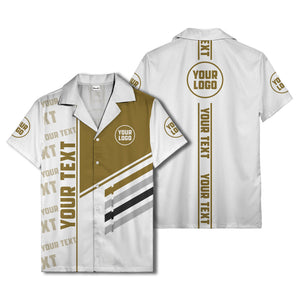 diagonal stripes custom logo repeat graphic hawaiian shirt