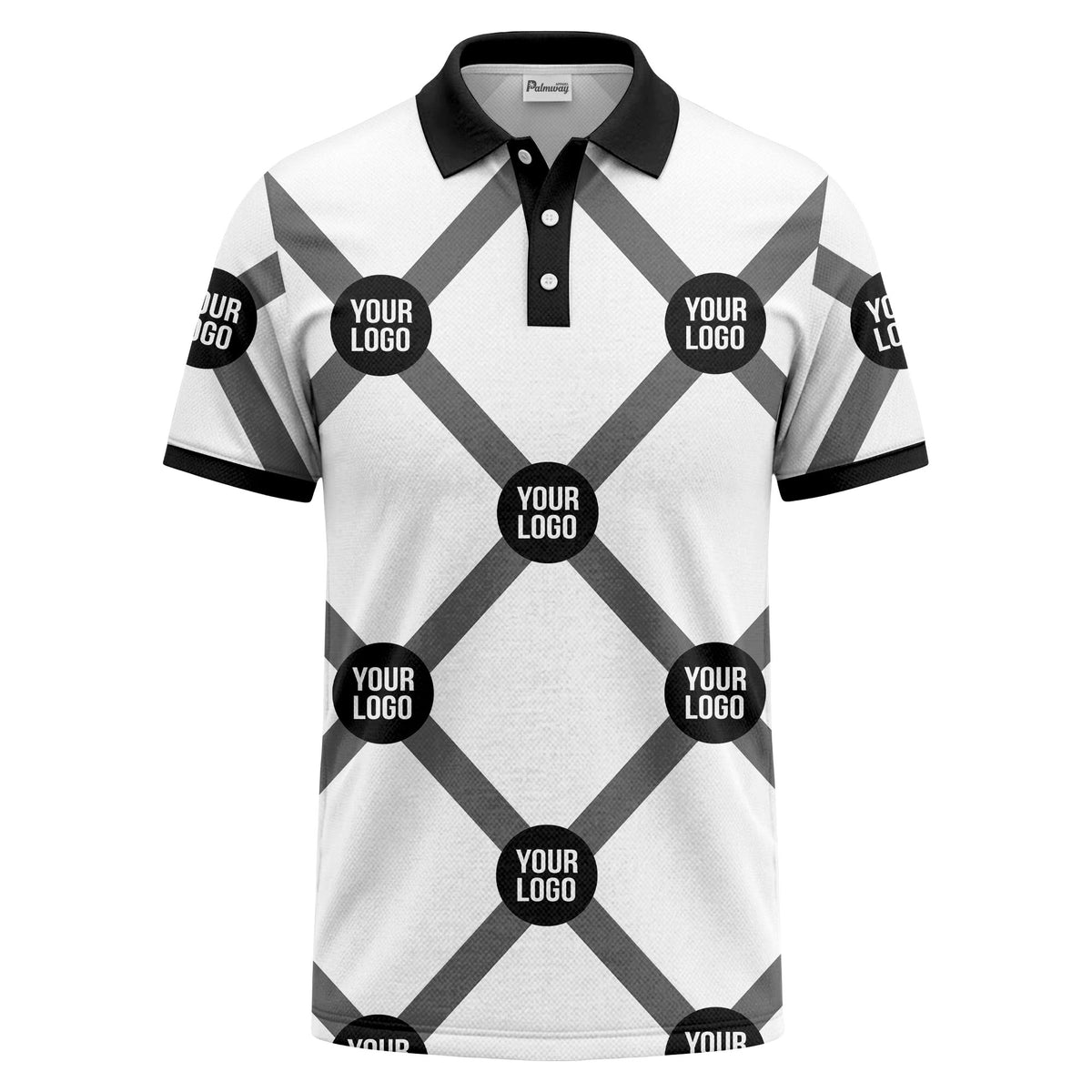 diagonal stripes & repeating custom logo polo shirt for men