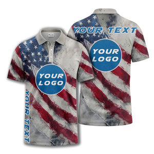 distressed watercolor stars & stripes american flag polo shirt
