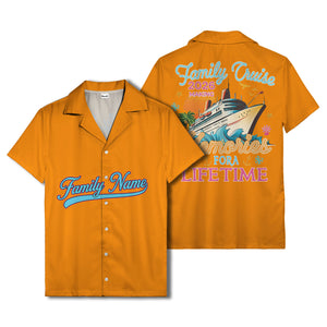 family name script & logo circle personalized hawaiian shirt