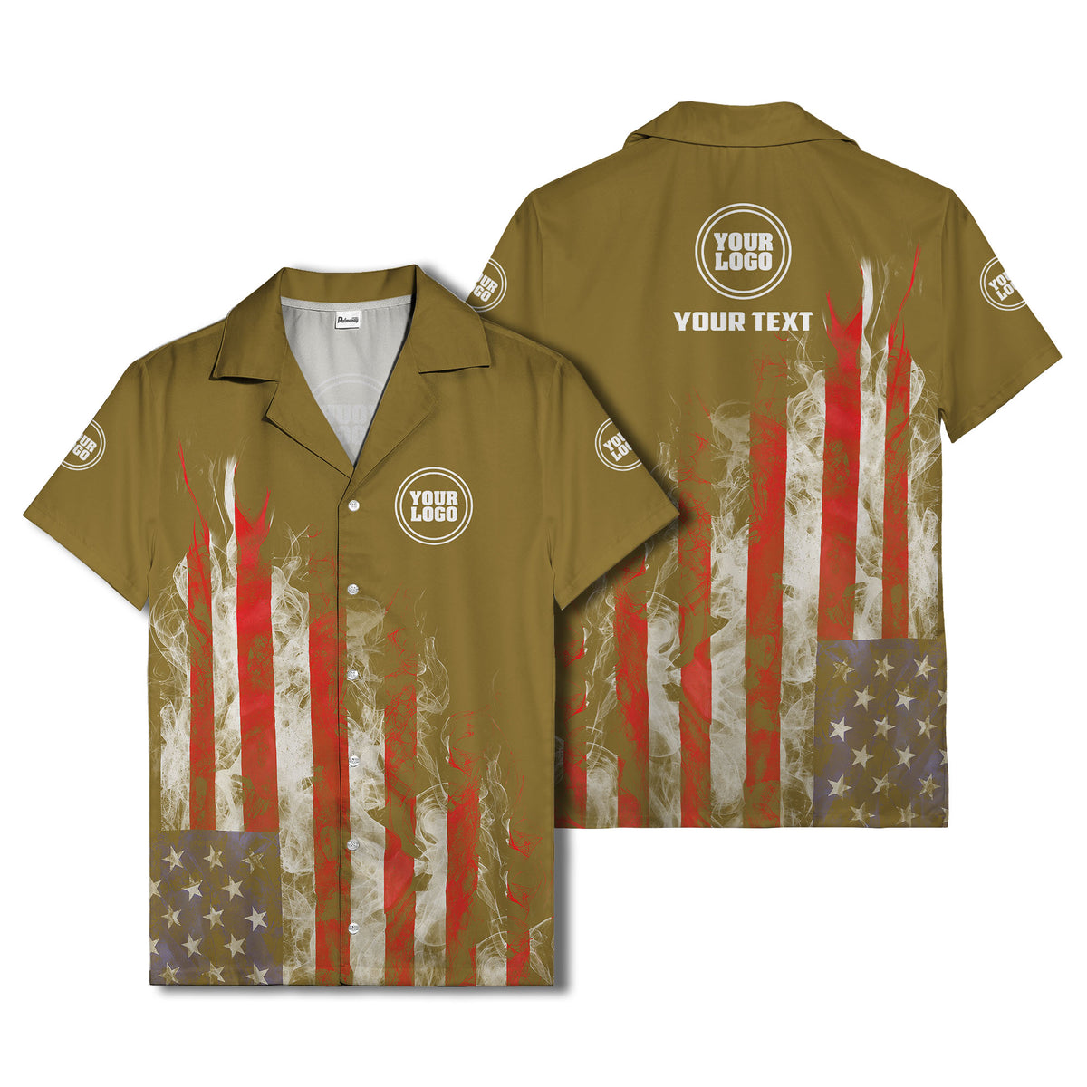 fiery bald eagle & stars stripes hawaiian shirt for men
