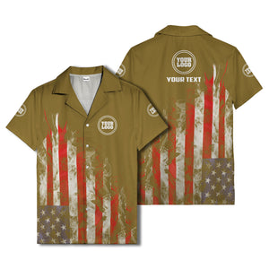 fiery bald eagle & stars stripes hawaiian shirt for men