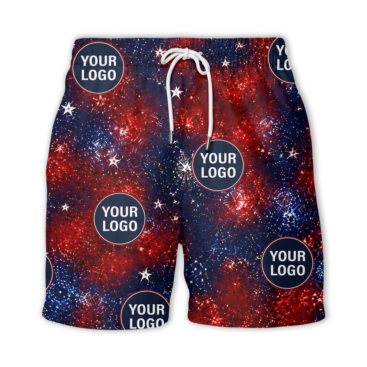 fireworks & custom logos patriotic all over print hawaiian shirt