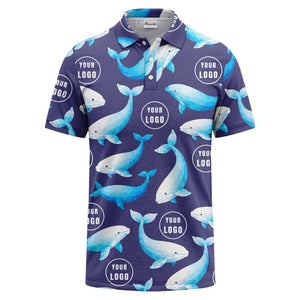 geometric beluga whale repeat & custom logo circles polo shirt