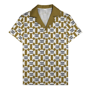 geometric grid logo repeat pattern modern graphic hawaiian shirt