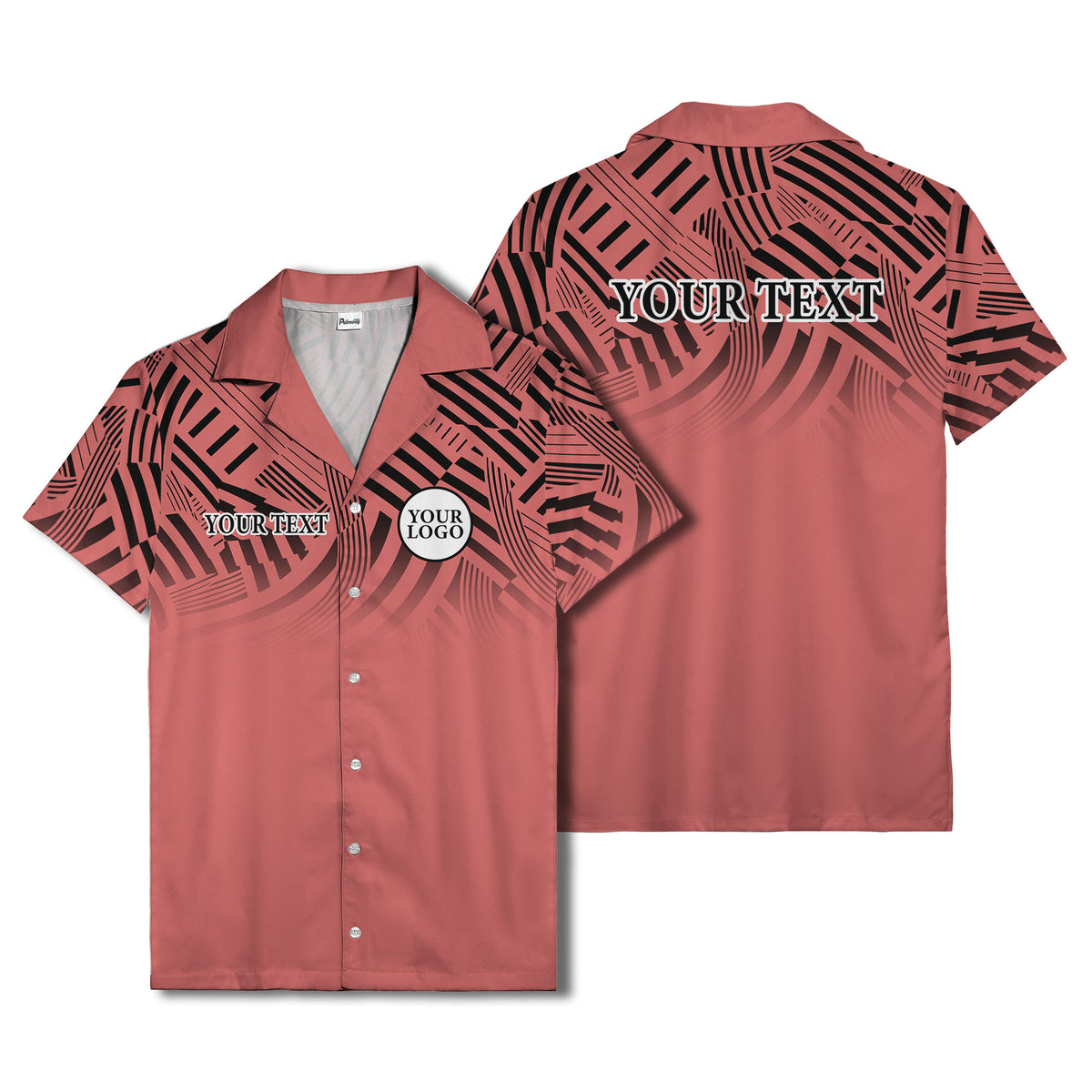 geometric waves & stripes abstract hawaiian shirt for men