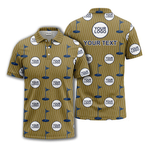 golf flag logo repeat pattern country club golf polo shirt