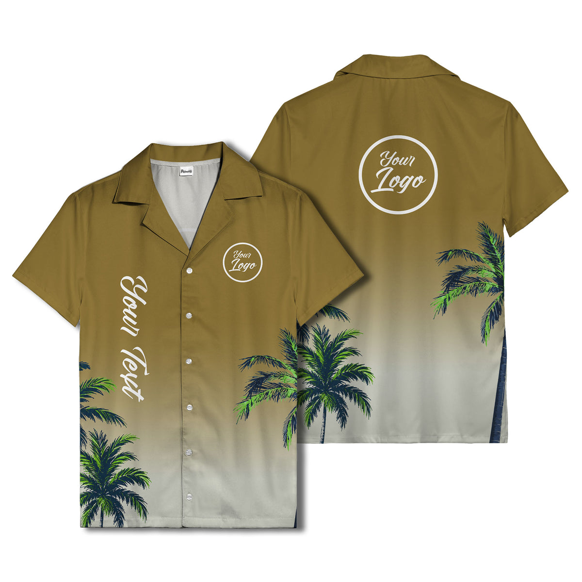 gradient palm tree silhouettes custom text hawaiian shirt for men