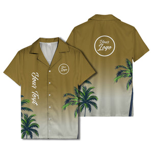 gradient palm tree silhouettes custom text hawaiian shirt for men