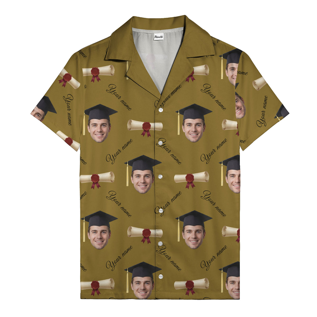 graduation caps diplomas & custom faces hawaiian shirt