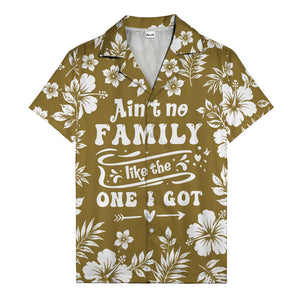 graphic white hibiscus & leaf family tribute hawaiian shirt