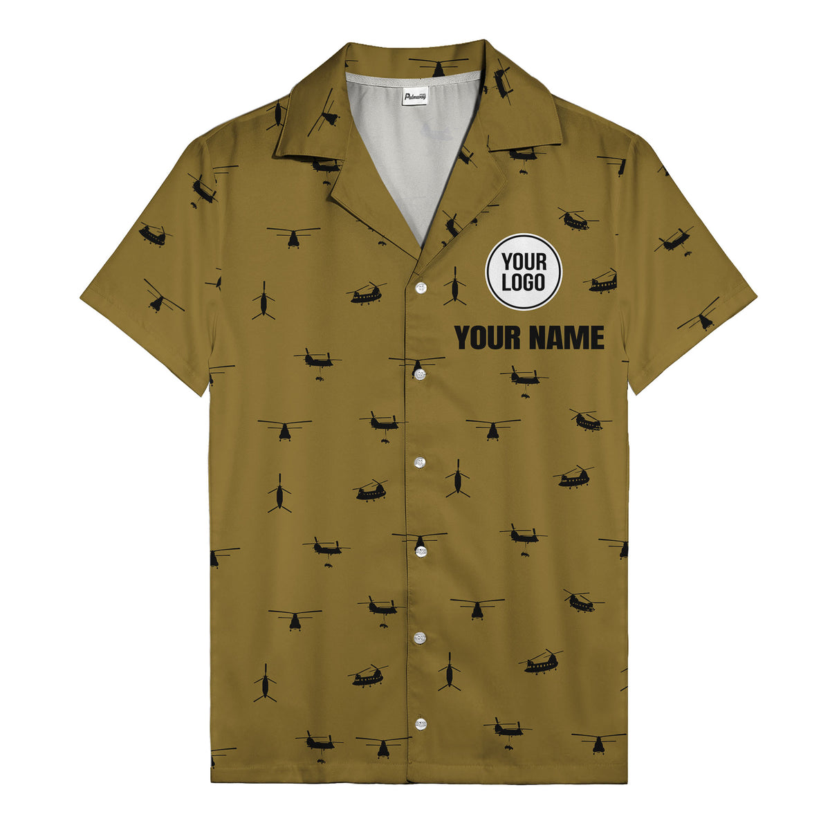 helicopter silhouette repeat military graphic hawaiian shirt for men