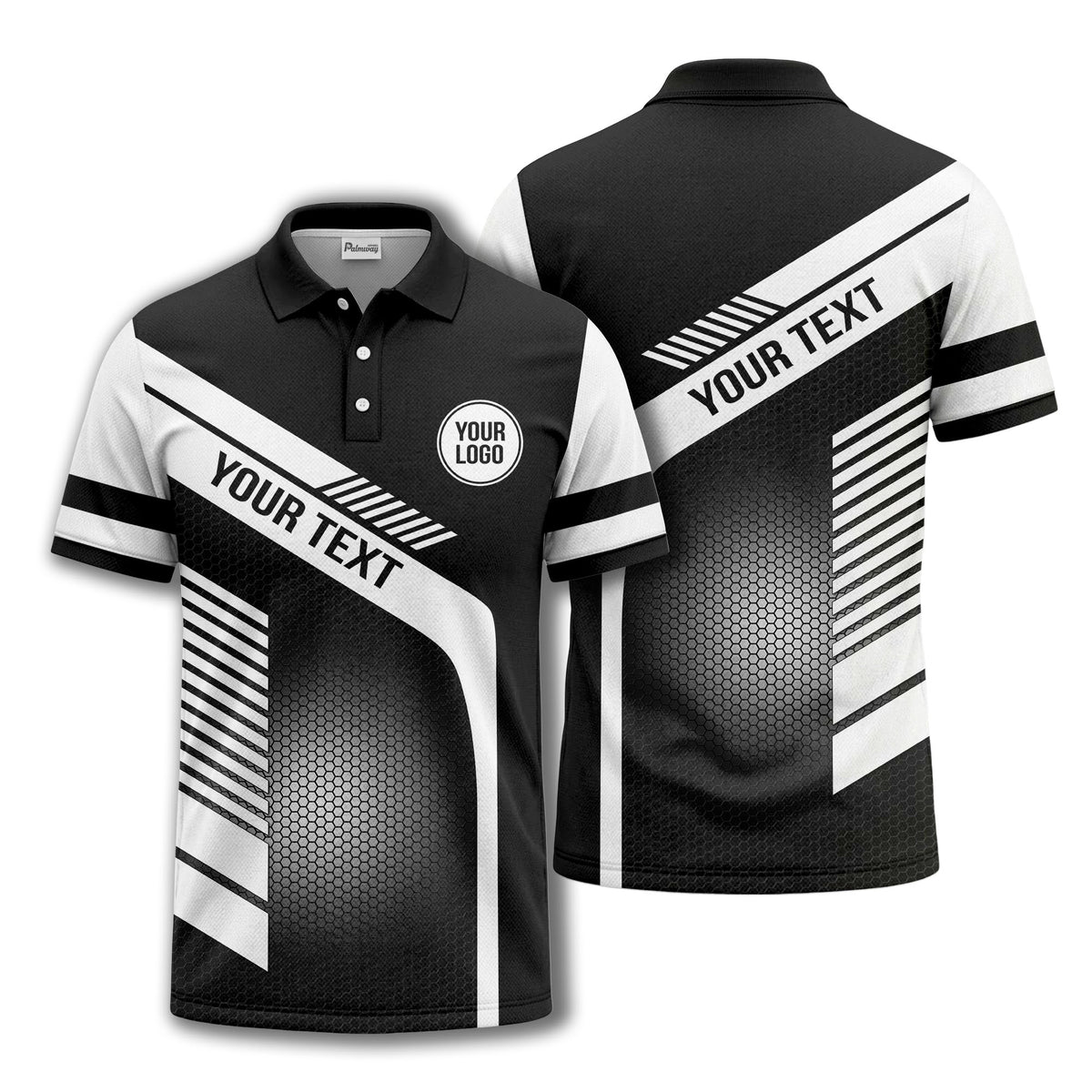 hexagon diagonal stripe geometric custom logo modern polo shirt