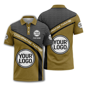 hexagonal grid monogram logo corporate polo shirt for men
