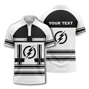 lightning bolt emblem & stripes corporate polo shirt