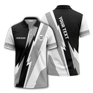 lightning bolt & geometric stripes polo shirt for men