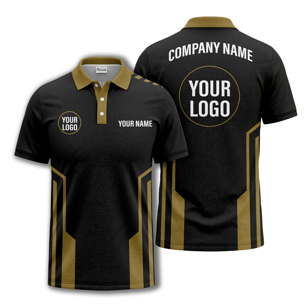 modern black white geometric stripes custom logo polo shirt