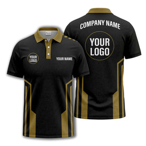 modern black white geometric stripes custom logo polo shirt