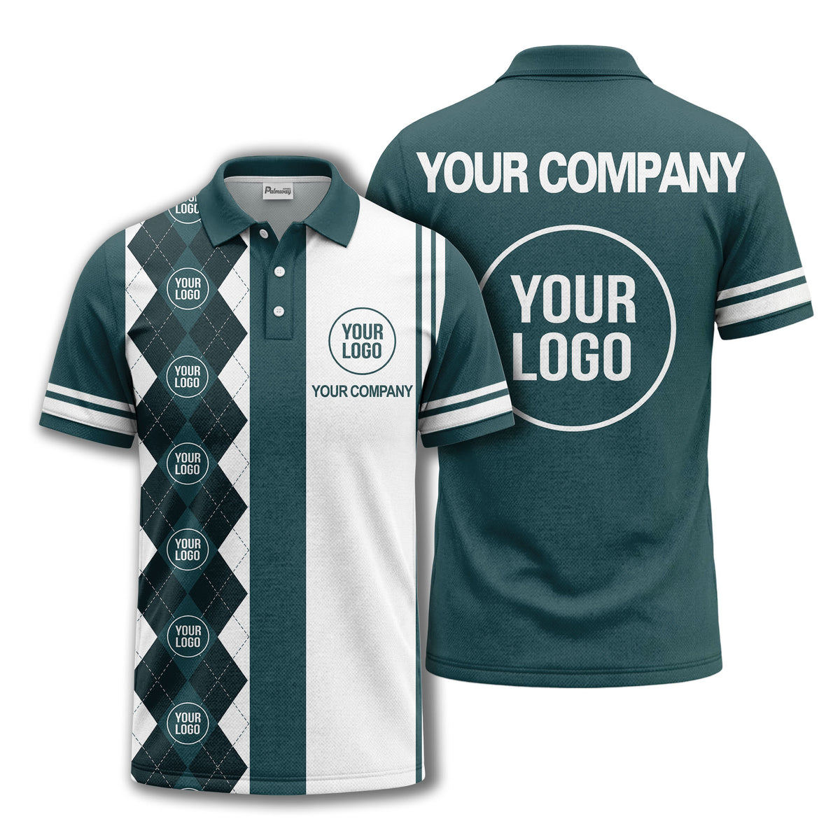 monochrome argyle diamond & custom logo polo shirt