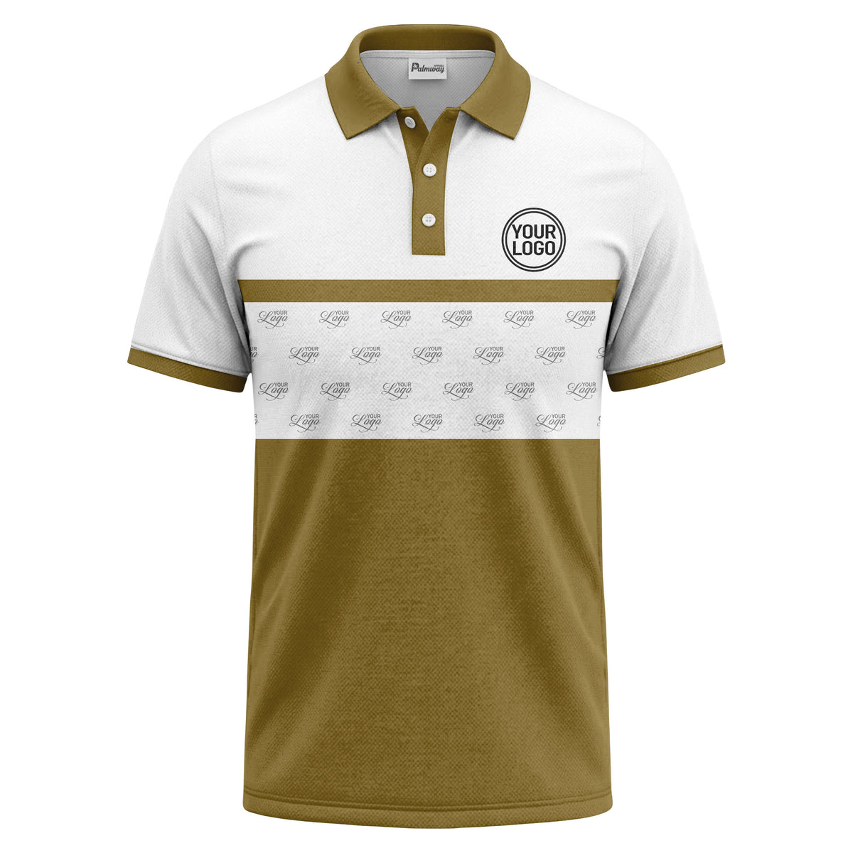 monochrome custom logo repeat stripe polo shirt for men