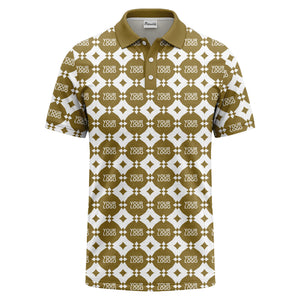 monogrammed gold black diamond repeat luxury polo shirt