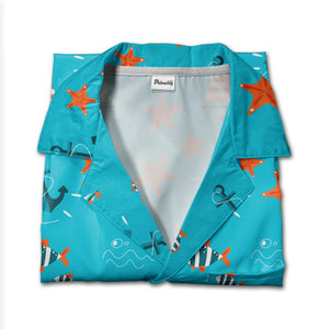 Nautical Starfish & Anchor Ocean Hawaiian Shirt – Sailboat Fish Print