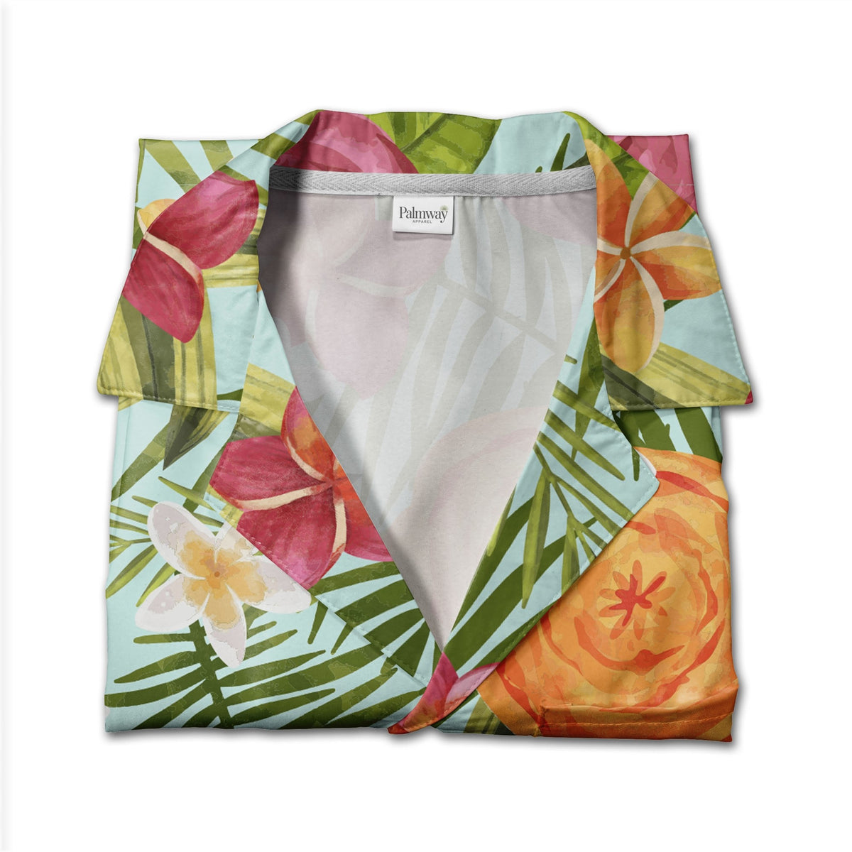 Pale Cream Watercolor Hibiscus Hawaiian Shirt with Berries and Paint Splatters
