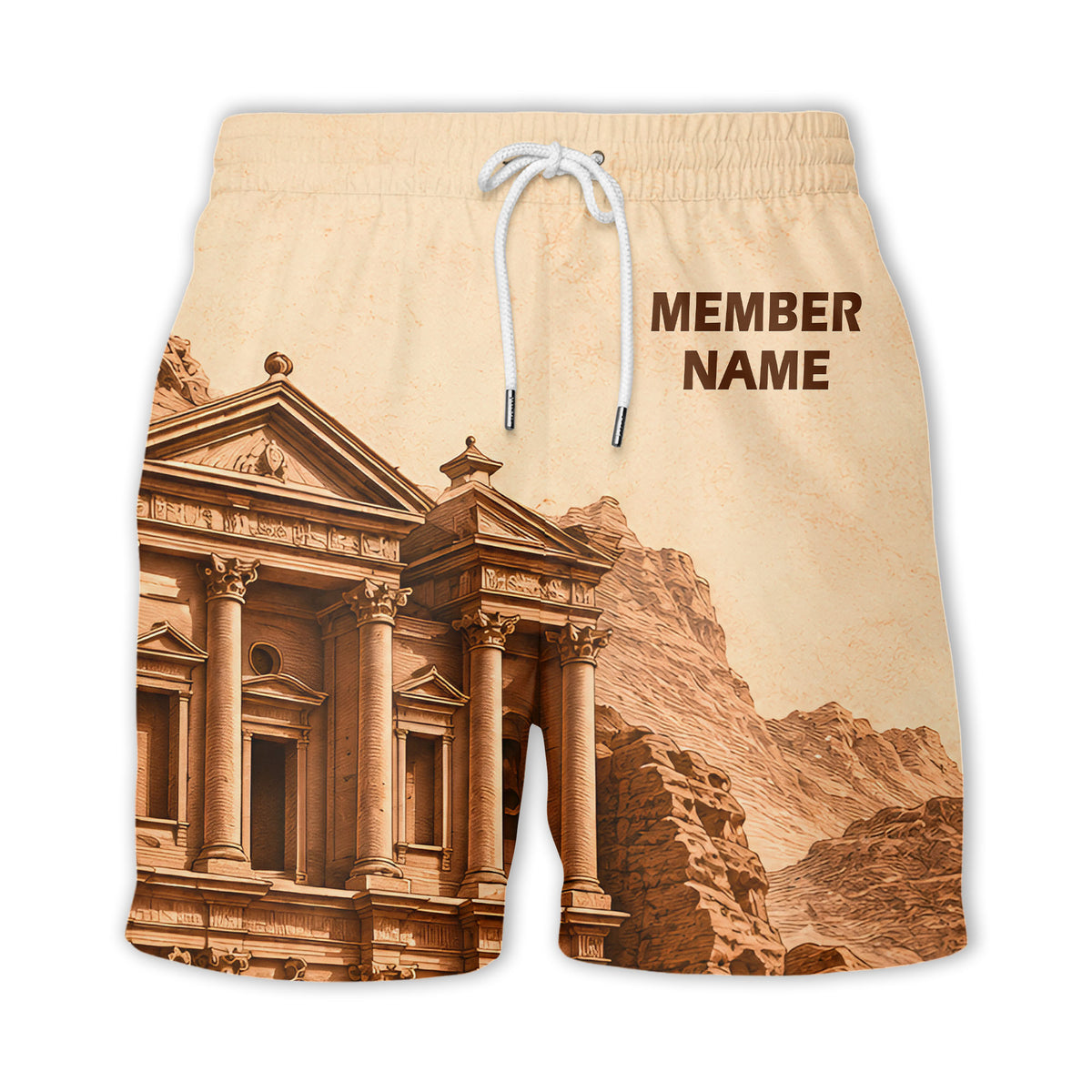 petra treasury desert landscape illustrated historical hawaiian shirt