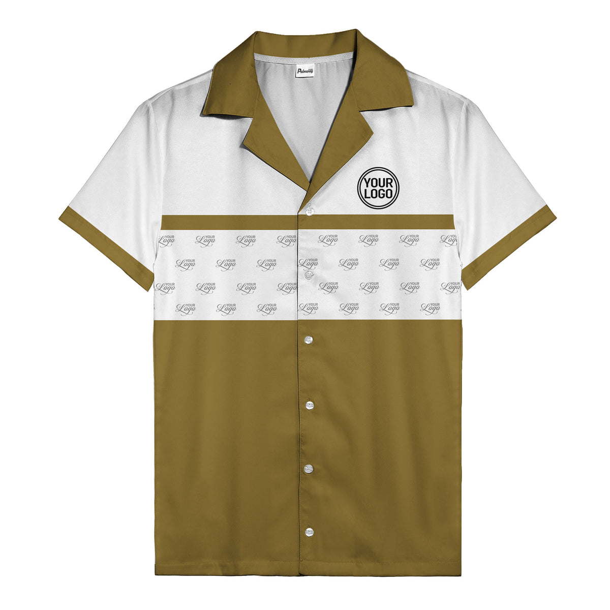 retro bowling custom logo repeat hawaiian shirt for men