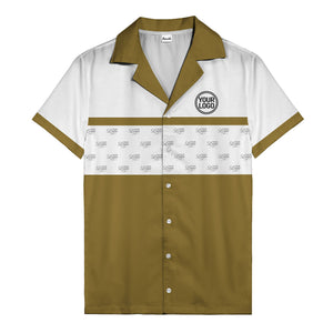 retro bowling custom logo repeat hawaiian shirt for men