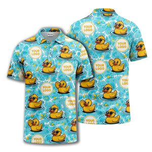 rubber ducks surfing waves fun cartoon polo shirt for men