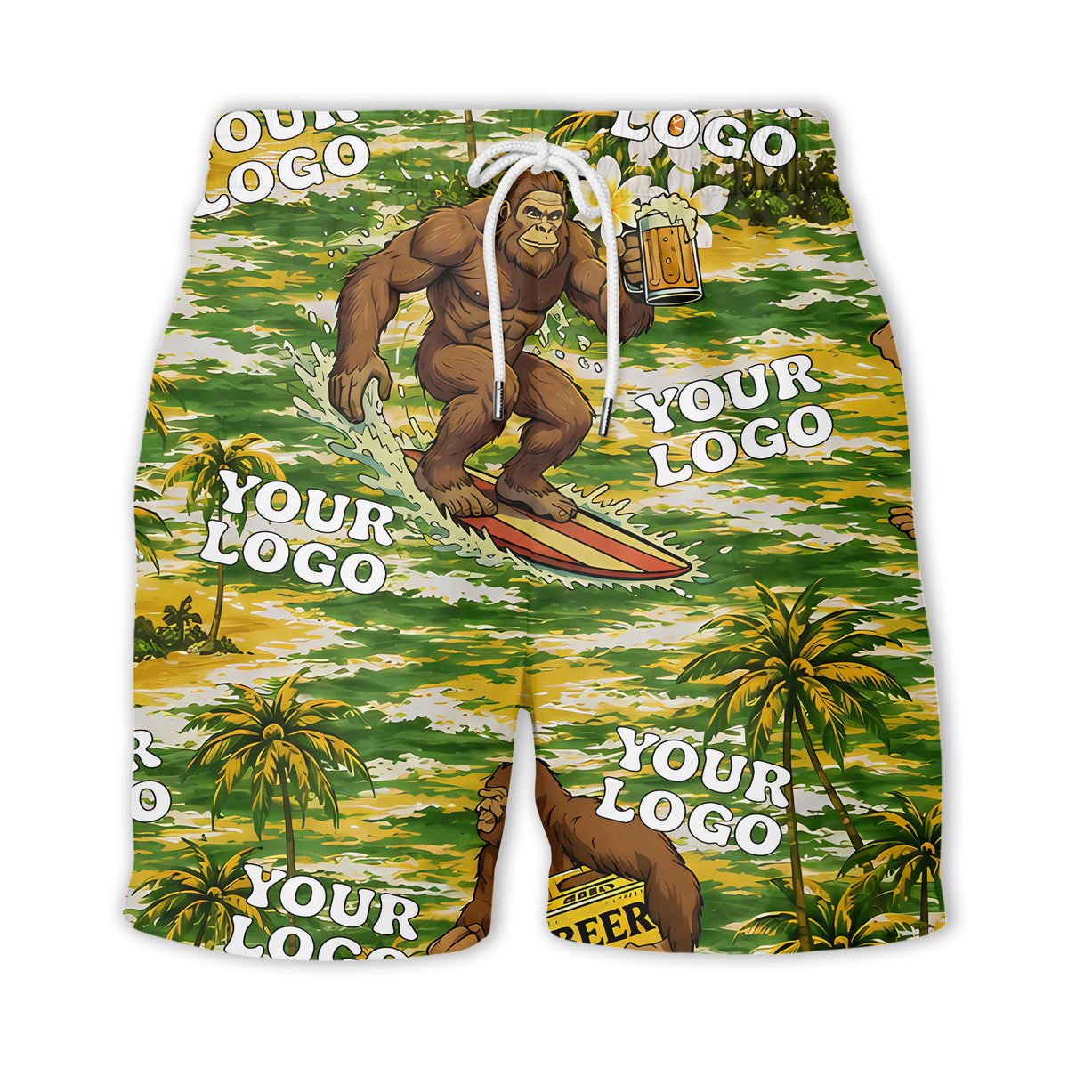 sasquatch surfing beer party aloha hawaiian shirt