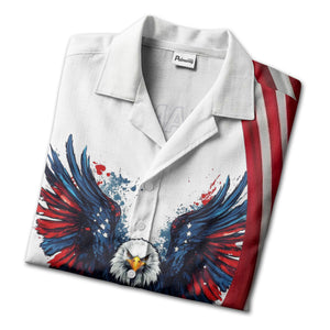 Soaring Bald Eagle American Flag Stars & Stripes Splatter Patriotic 4Th Of July Aloha Button Down Sh