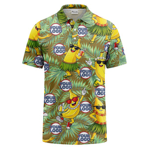 sunglass bananas luau palm leaves polo shirt for men