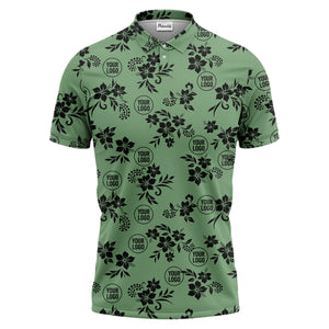 tropical floral leaves & circles polo shirt for island vibes