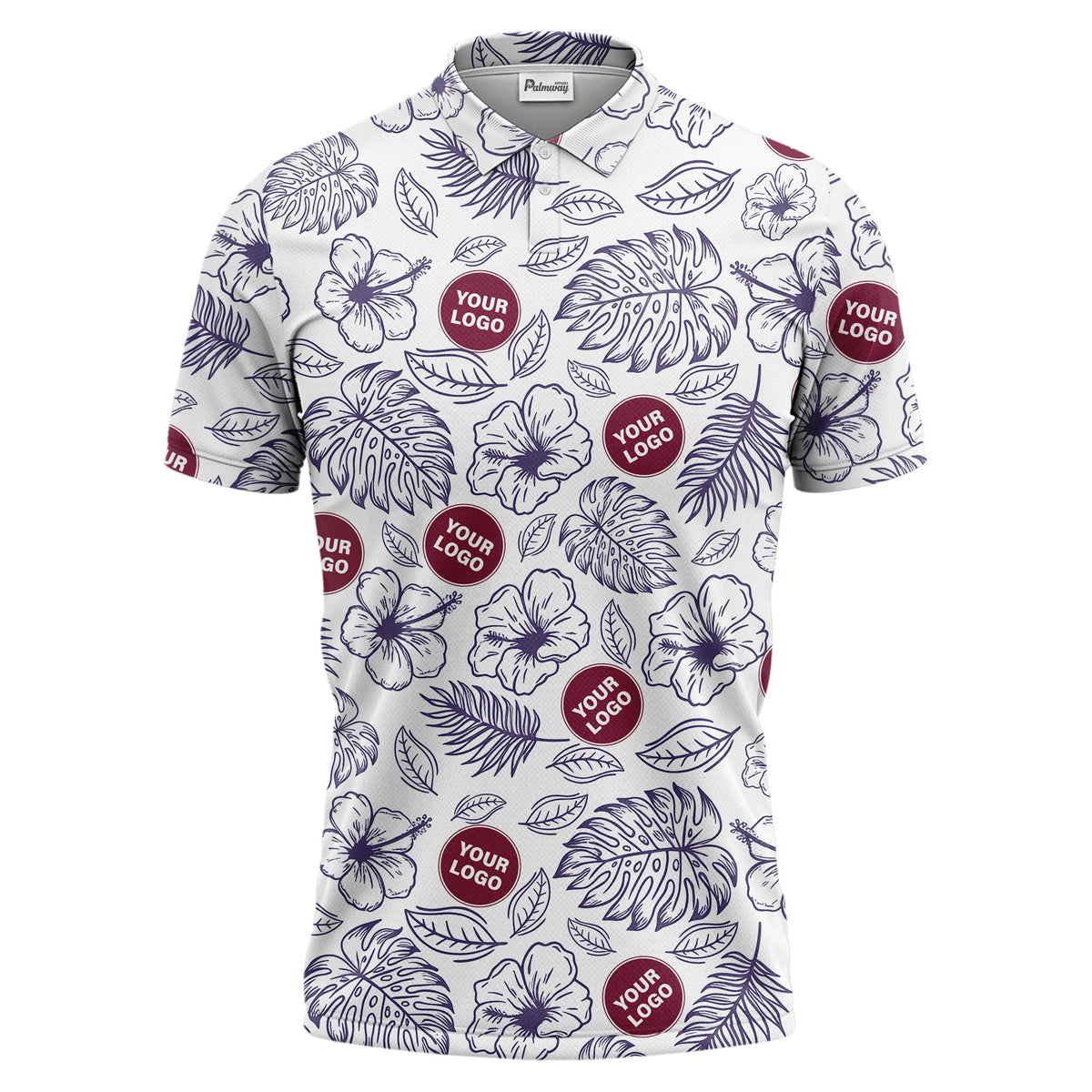 tropical illustrated floral leaves polo shirt for vacation vibes