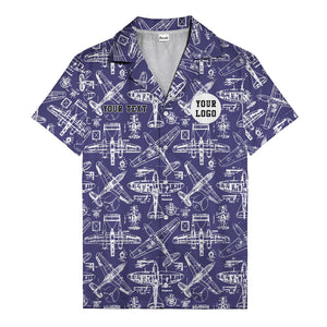 vintage airplane blueprint sketches propeller engine hawaiian shirt