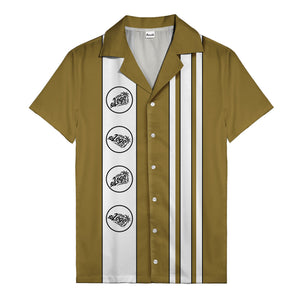 Vintage Black & White Bowling Circles Geometric Hawaiian Shirt For Men