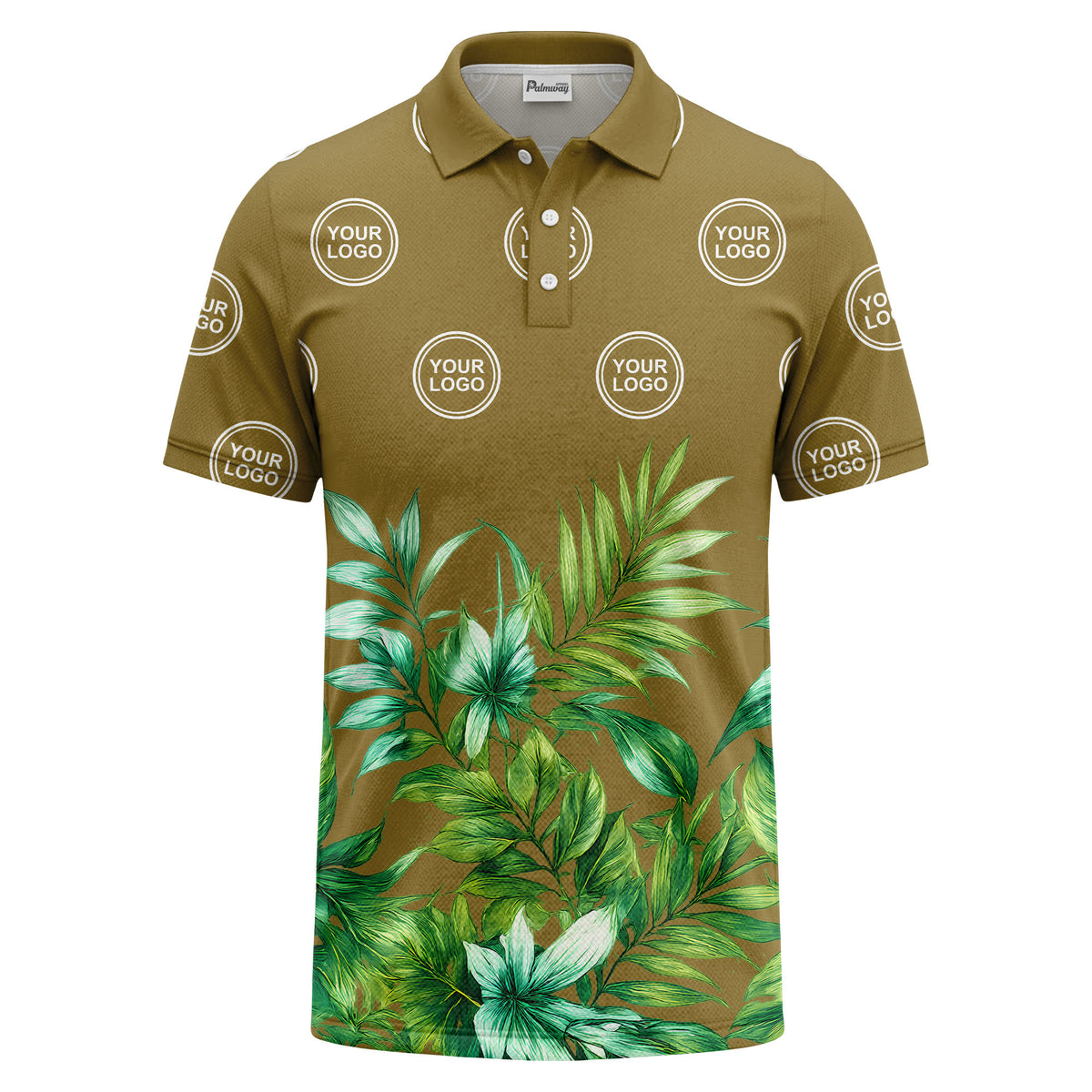 watercolor exotic ferns & logo circle polo shirt