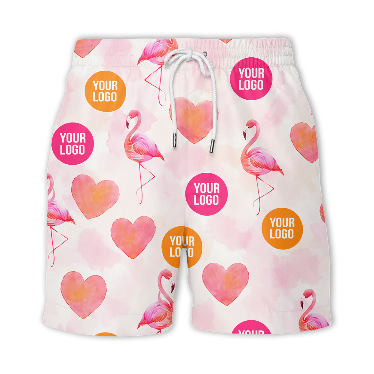 watercolor flamingos & hearts aloha hawaiian shirt