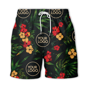 watercolor hibiscus & monstera leaves hawaiian shirt for men