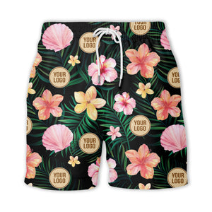 watercolor hibiscus plumeria custom logo black hawaiian shirt