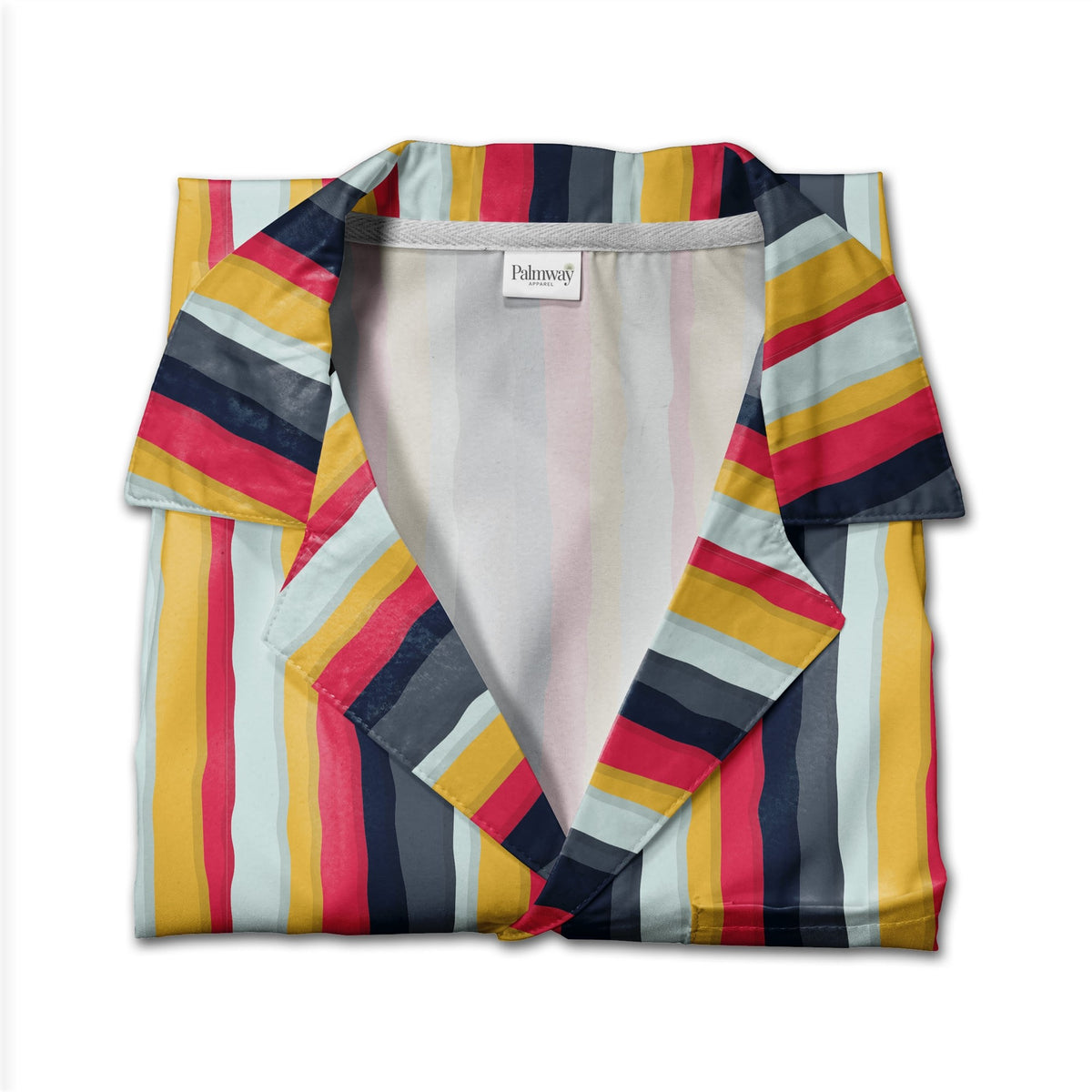 Wavy Berry Mustard Navy Stripe Hawaiian Shirt Dynamic Pattern