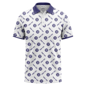 your name & logo repeat pattern all over print custom polo shirt