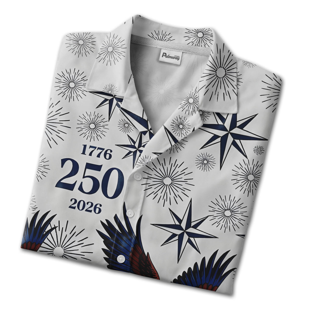 Bald Eagle American Flag Hawaiian Shirt - 4th of July Fireworks Print