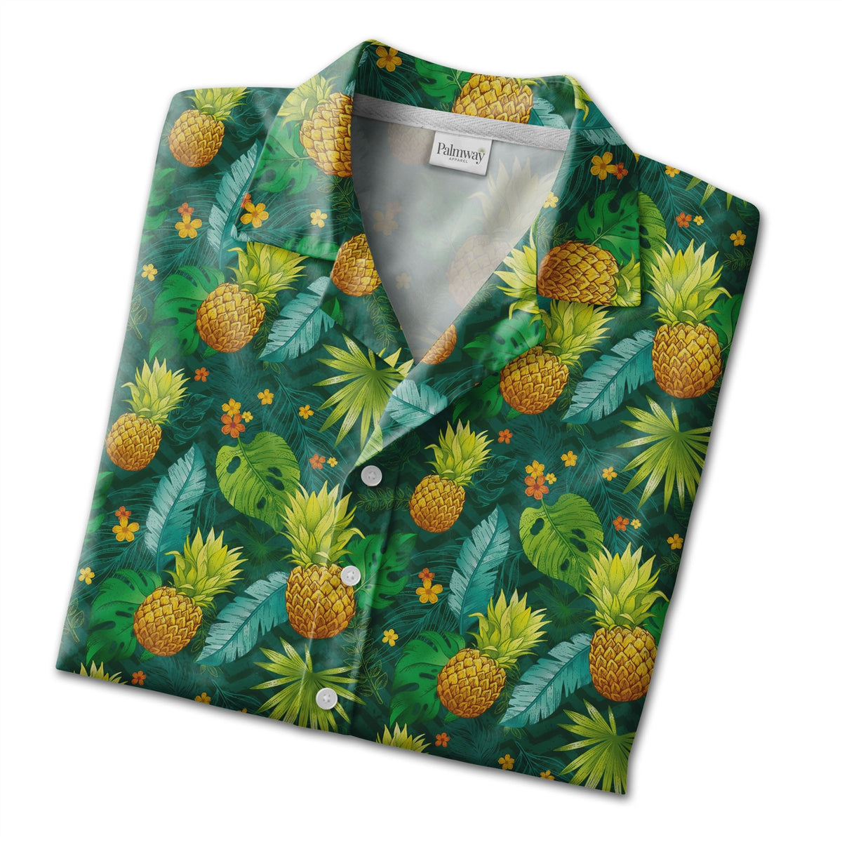 Colorful Hibiscus and Pineapple Hawaiian Shirt Tropical Medley