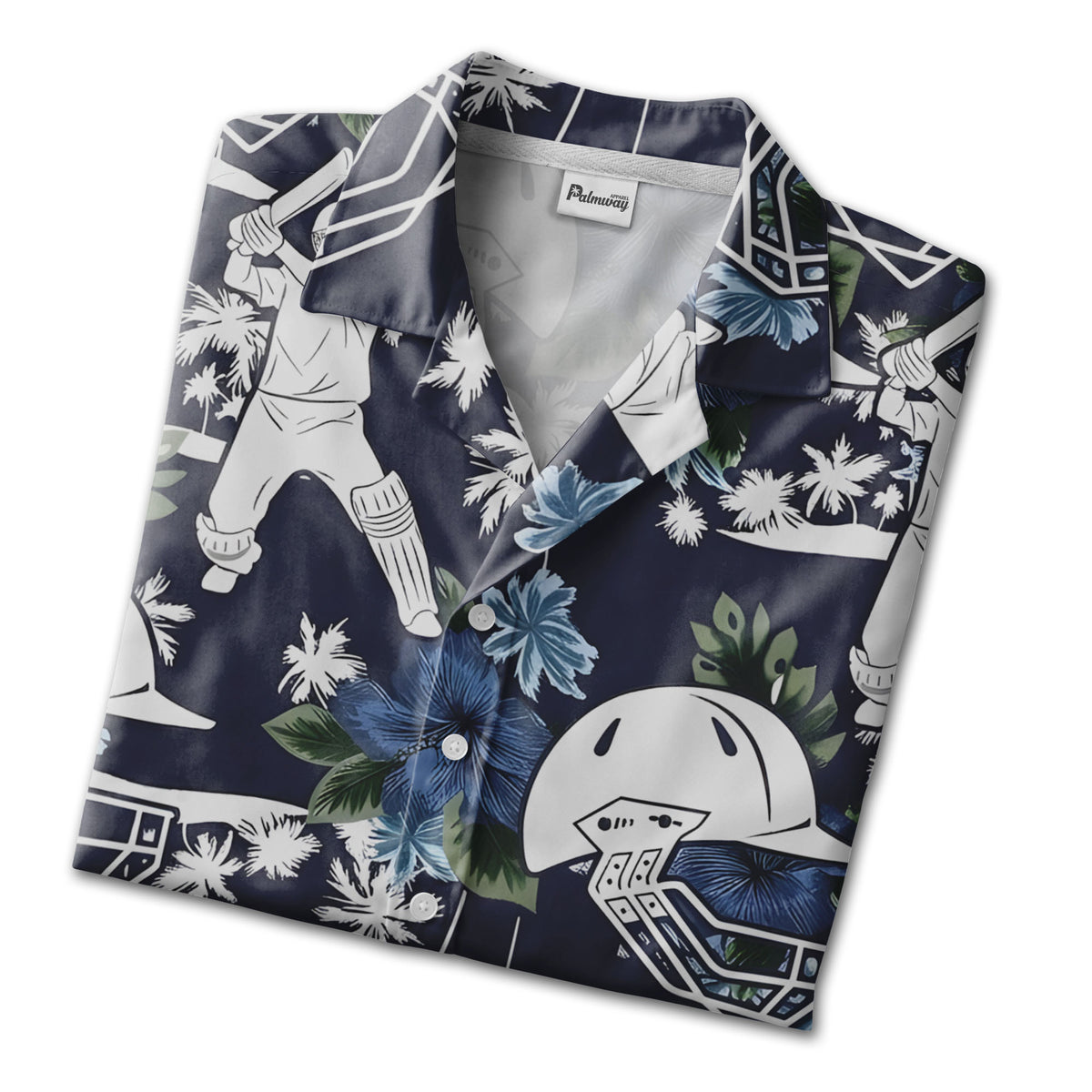 Cricket Sport Hawaiian Shirt - Tropical Players Teal Palm Trees & Floral Design